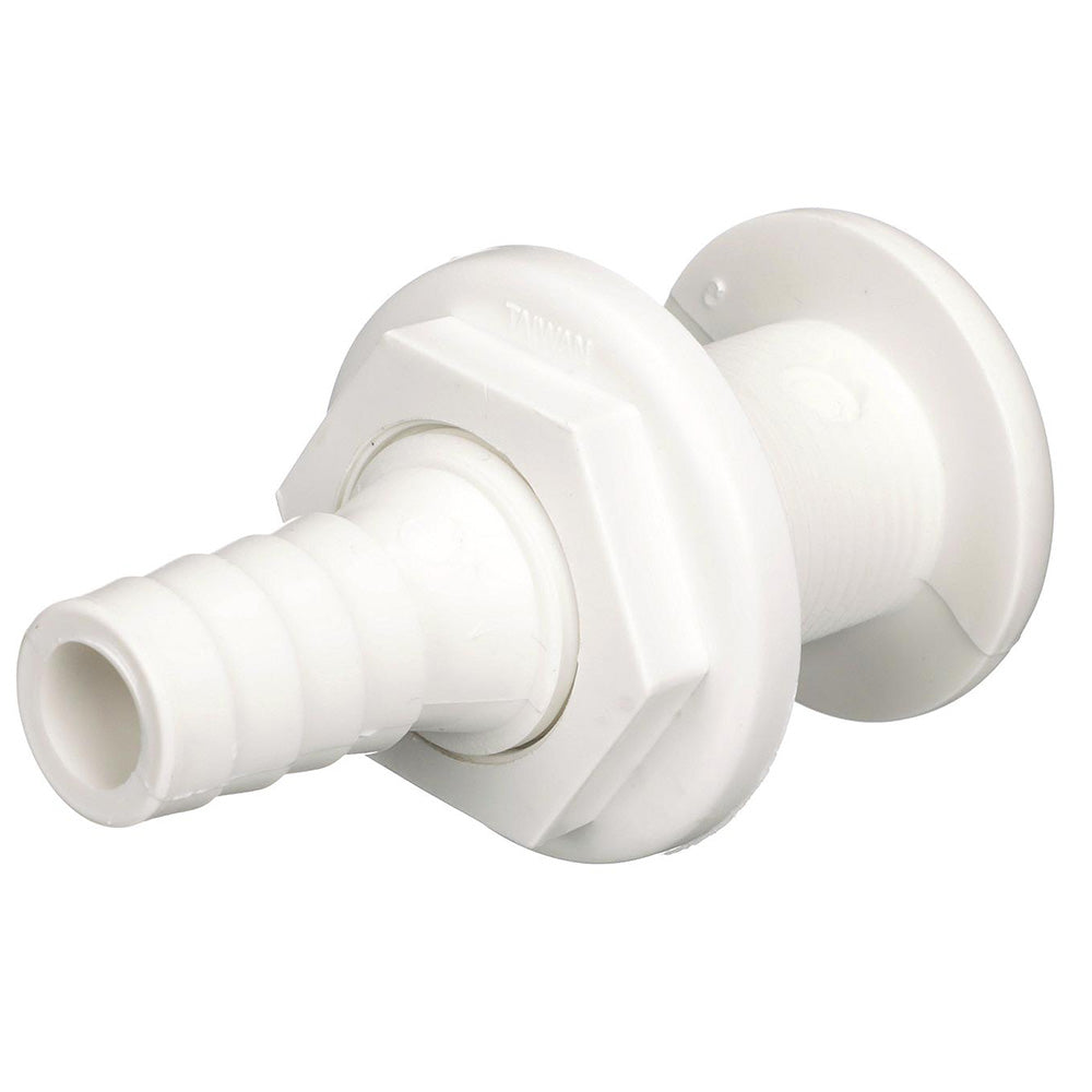 Marine Thru Hull Fitting 1-1/4in - Boat Plumbing Connector White Plastic