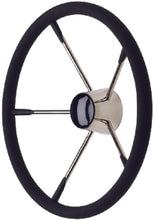 Seachoice 28581 5 Spoke 15" Stainless Steel Destroyer Steering Wheel With Permanent Foam Grip & Black Center Cap