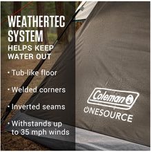 Coleman OneSource Rechargeable 6-Person Camping Dome Tent w/Airflow System & LED Lighting