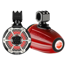 DS18 6.5" Neodymium Marine Towers w/Built-in Passive Radiator, 1" Driver & RGB LED Light - 450 Watts (Pair) - Red