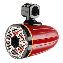 DS18 6.5" Neodymium Marine Towers w/Built-in Passive Radiator, 1" Driver & RGB LED Light - 450 Watts (Pair) - Red