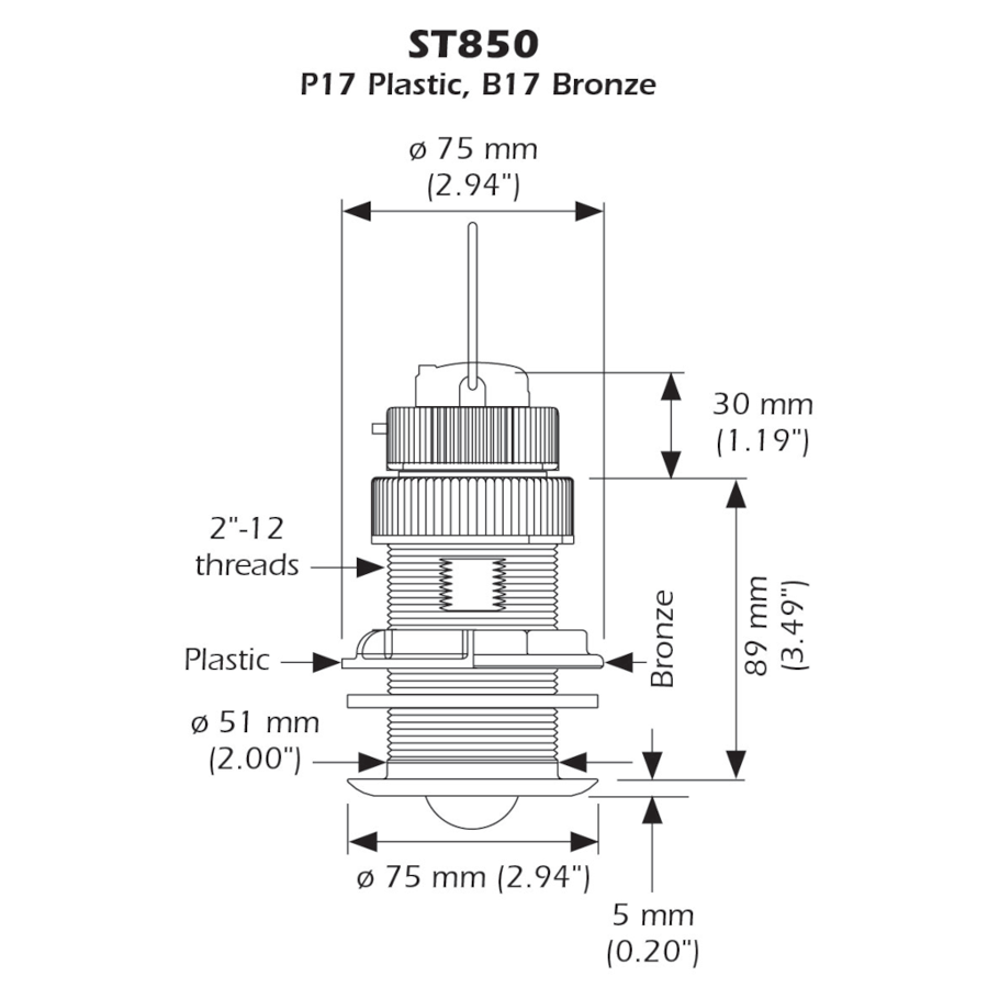 Airmar ST850-B-8YG - ST850 Speed And Temperature Sensor, Bronze Housing ...