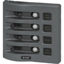 Blue Sea 4374 WeatherDeck Water Resistant Circuit Breaker Panel - 4 Position - Grey