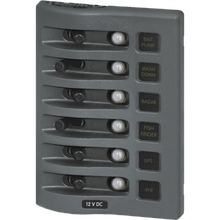 Blue Sea 4376 WeatherDeck Water Resistant Circuit Breaker Panel - 6 Position - Grey