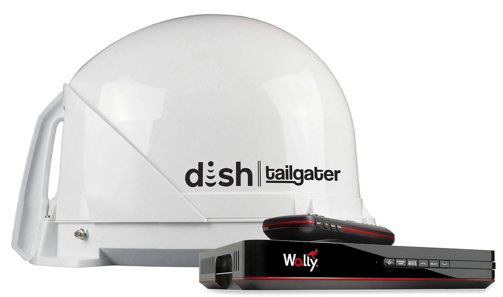 KING DISH® Tailgater® Satellite TV Antenna Bundle w/DISH® Wally® HD Receiver & Cables NVN Marine