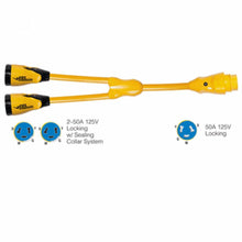 Marinco Y504-2-504 EEL (2)50A-125/250V Female to (1)50A-125/250V Male "Y" Adapter - Yellow