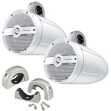 Pioneer 7.7" 250W IPX7 Tower Speaker w/RGB LED Lighting - Classic Grill - White & Mounting Clamps