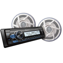 Power MVH-MS310BT Marine Stereo w/AM/FM/BT & Pair Nautica Marine Series 6.5" 100W Dual-Cone Speaker - White