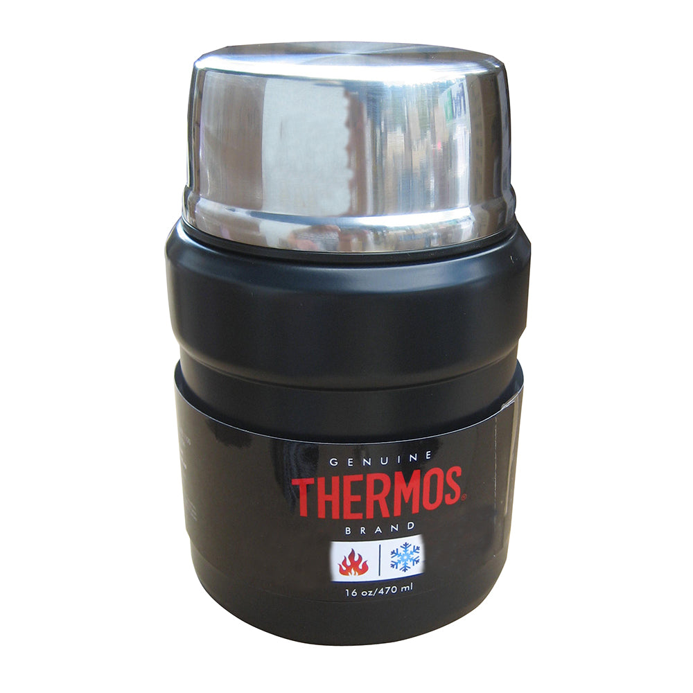 Thermos Stainless Steel Food Jar w/Folding Spoon , 16oz, Matte Black