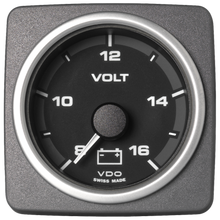 Veratron 52 MM (2-1/16") AcquaLink Voltmeter Gauge 8-16V Range - Black Dial & Bezel