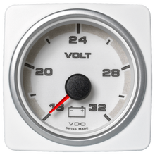 Veratron 52 MM (2-1/16") AcquaLink Voltmeter Gauge 16-32V Range - White Dial & Bezel
