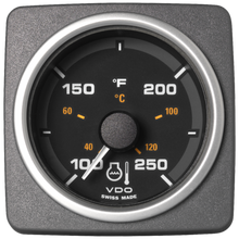 Veratron 52 MM (2-1/16") AcquaLink® Coolant Temp Gauge 100° to 250°F - Black Dial & Bezel