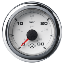 Veratron 52MM (2-1/16") OceanLink Transmission Oil Pressure Gauge - 30 Bar/440 PSI - White Dial & Bezel