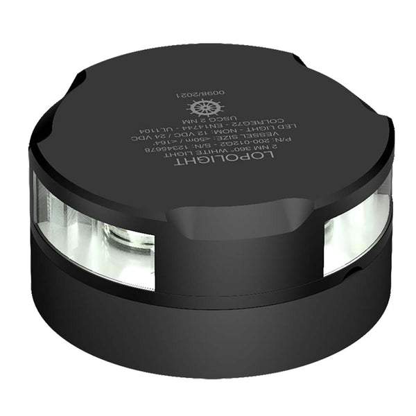 Lopolight 360° White Anchor Light - 2nm f/Vessels up to 164° (50M) - 0.7M Cable - Horizontal Mounting - Black Housing