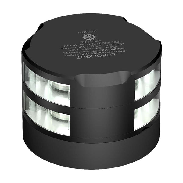 Lopolight 360° Double Stack Anchor Light - 2nm - 0.7M Cable - Black Housing