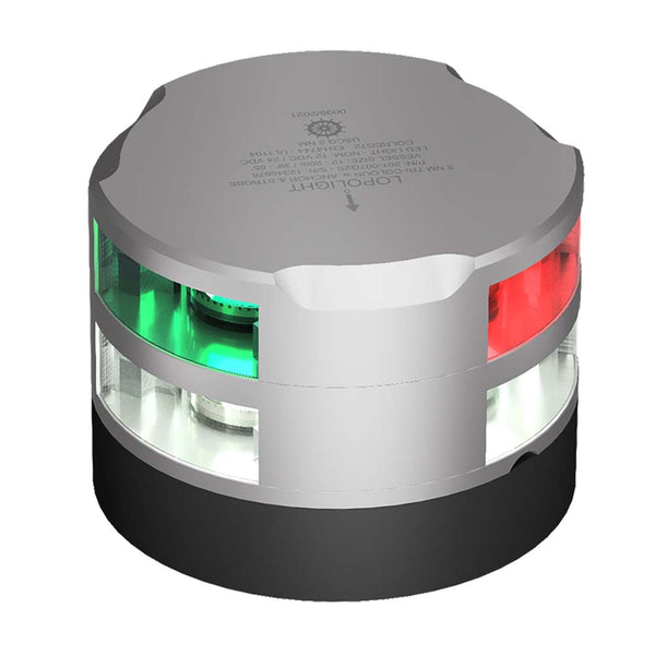 Lopolight Tri-Color Navigation Light w/Anchor Light &amp; Strobe - 2nm - 0.7M Cable - Silver Housing