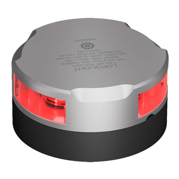 Lopolight 360° Navigation Light - 2nm f/Vessels Up To 164' (50M) - 15M Cable - Red w/Silver Housing