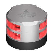 Lopolight 360° Red Double Stacked Navigation Light - 2nm - 0.7M Cable - Silver Housing