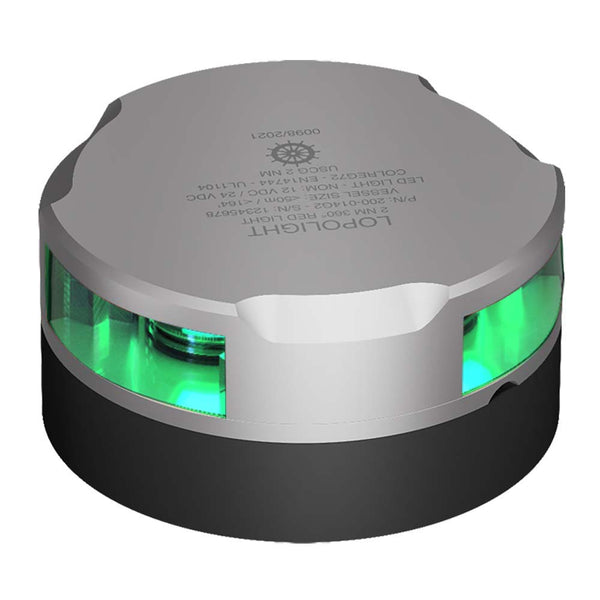 Lopolight 360° Navigation Light - 2nm f/Vessels Up To 164'(50M) - 30M Cable - Green w/Silver Housing