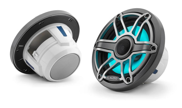 JL Audio M6 6.5in Coaxial Speakers Gray Sport Grille with RGB LED