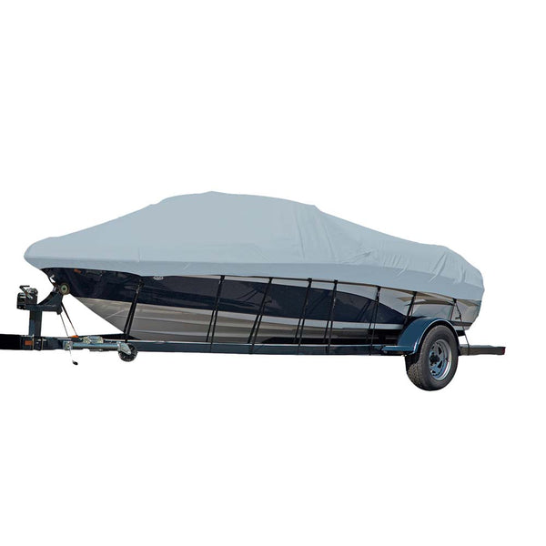 Carver Sun-DURA&reg; Styled-to-Fit Boat Cover f/18.5' Sterndrive V-Hull Runabout Boats (Including Eurostyle) w/Windshield &amp; Hand/Bow Rails - Grey