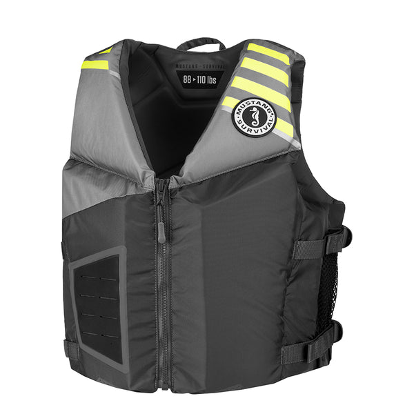 Mustang Rev Young Adult Foam Vest - Grey/Light, Grey-Fluorescent Yellow/Green
