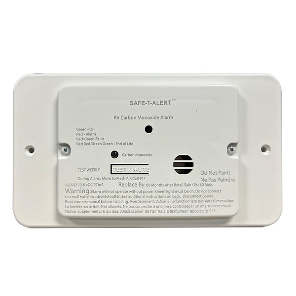 Safe-T-Alert 62 Series Marine Carbon Monoxide - White - Flush Mount - 12V w/Relay &amp; Trim Ring