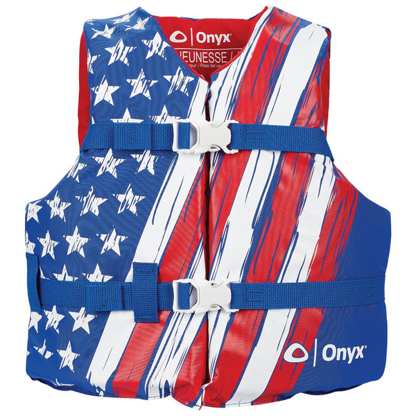 Onyx Nylon General Purpose Life Jacket - Youth 50-90lbs - Stars &amp; Stripes