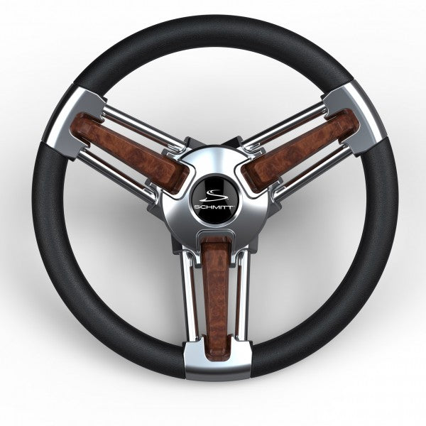 Schmitt &amp; Ongaro Burano Wheel 14" 3/4" Tapered Shaft Burl Polyurethane w/Stainless Spoke Includes Center Cap/Nut