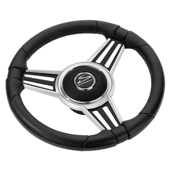 Schmitt &amp; Ongaro PU30 14" Wheel - Chrome Cap &amp; Spoke Inserts - Black Spokes - 3/4" Tapered Shaft