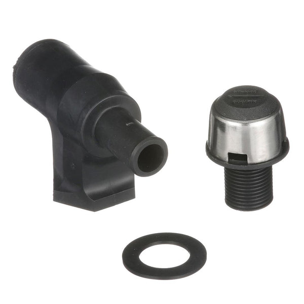 Attwood 90&deg; P-Trap Fuel Tank Vent - Black w/Stainless Steel Trim Cover