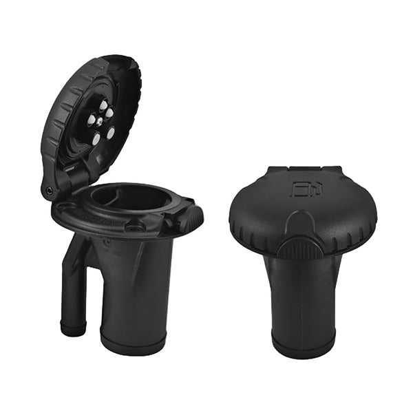 Attwood Deck Fill f/Pressure Relief Systems - Straight Body &amp; Scalloped Black Plastic Cap