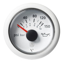 Veratron 52mm (2-1/16&quot;) ViewLine Engine Oil Temperature Pressure Gauge - 150 PSI - White Dial &amp; Bezel