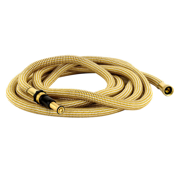 HoseCoil 75' Expandable PRO w/Brass Twist Nozzle &amp; Nylon Mesh Bag - Gold/White