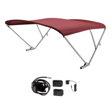 SureShade Battery Powered Bimini - Clear Anodized Frame &amp; Burgundy Fabric