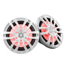 DS18 HYDRO 10" 2-Way Marine Speakers w/Bullet Tweeters &amp; Integrated RGB LED Lights - White