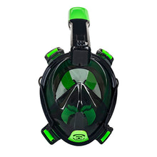 Aqua Leisure Frontier Full-Face Snorkeling Mask - Adult Sizing - Eye to Chin &gt; 4.5&quot; - Green/Black