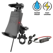 RAM Mount Quick-Grip&trade; 15W Waterproof Wireless Charging Handlebar Mount