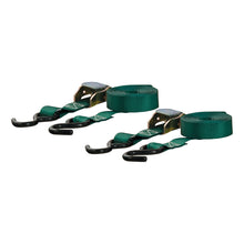 CURT 15&#39; Dark Green Cargo Straps w/&quot;S&quot; Hooks - 300 lbs - 2 Pack