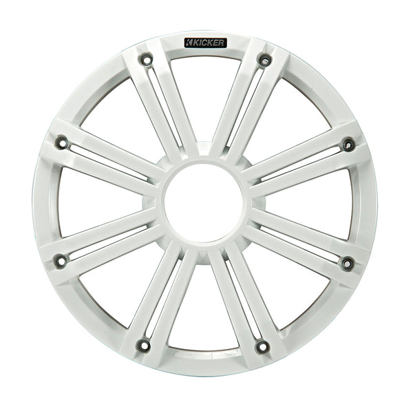 KICKER KMG10 10" Grille f/KM10 &amp; KMF10 Subwoofers - White, LED Lighting
