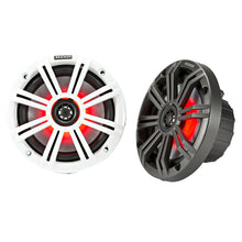 KICKER KM65 6.5&quot; LED Marine Coaxial Speakers w/3/4&quot; Tweeters - 4-Ohm, Charcoal &amp; White