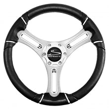 Schmitt Marine Torcello 14&quot; Wheel - 04 Series - Polyurethane Wheel w/Chrome Trim &amp; Cap - Brushed Spokes - 3/4&quot; Tapered Shaft