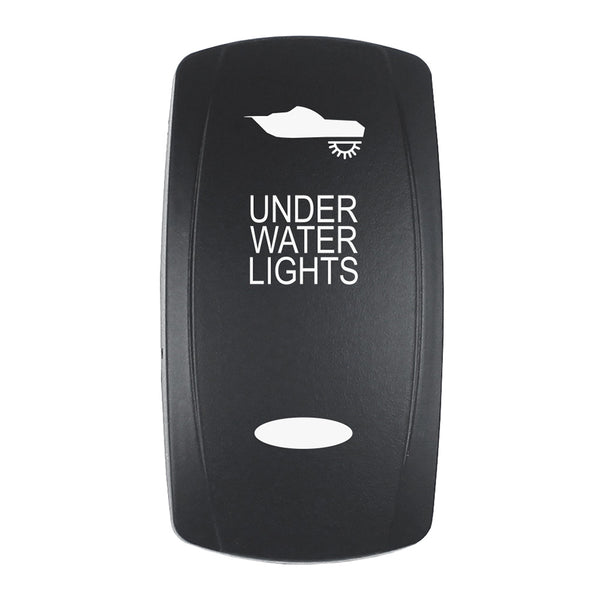 Pacer Actuator - 'UNDER WATER LIGHTS' f/V Series Contura Switches - Black - Laser Etched (Top/Bottom Light)