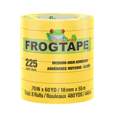 FrogTape CP 225 Medium-High Adhesion Masking Tape - 18MM x 55M x 8-Pack - Gold - Rated for 225&deg;F