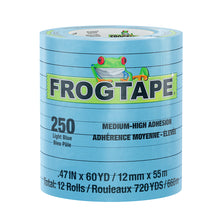 FrogTape CP 250 Medium-High Adhesion Masking Tape - 12MM x 55M x 12-Pack - Light Blue - Rated for 250&deg;F