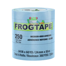 FrogTape CP 250 Medium-High Adhesion Masking Tape - 24MM x 55M x 6-Pack - Light Blue - Rated for 250&deg;F