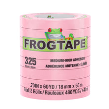 FrogTape CP 325 Medium-High Adhesion Masking Tape - 18MM x 55M x 8-Pack - Pink - Rated for 325&deg;F