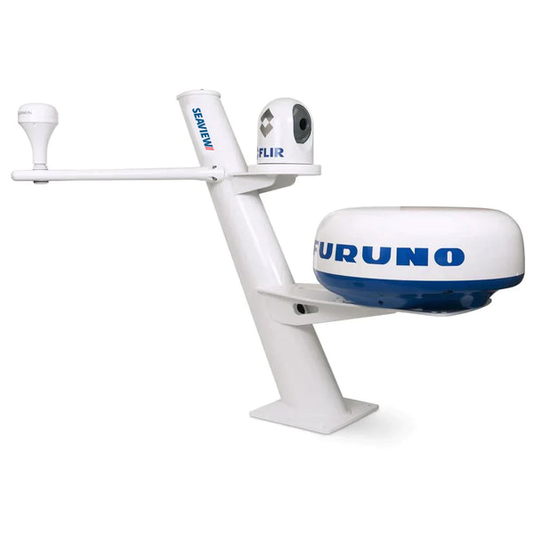 Seaview 30" Tapered Closed Dome Aft Leaning Radar Mount w/Camera/Searchlight Mount, Removable Spreaders &amp; 10x10 Base Plate