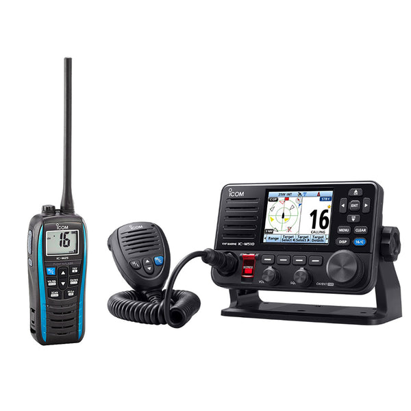 Icom M510 EVO 51 VHF w/AIS &amp; NMEA 2000 &amp; FREE M25 Floating Handheld VHF Marine Radio - 5W - Blue