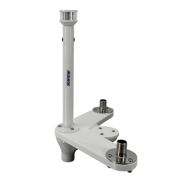 Seaview Triple Mount Adapter w/C5 Certified LED Light 12" Post &amp; Threaded 1"-14 Thread Bases f/GPS Units